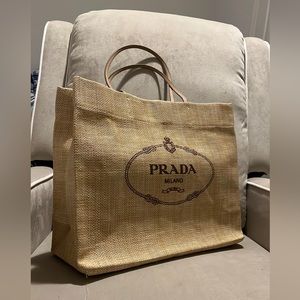 Prada raffia tote medium